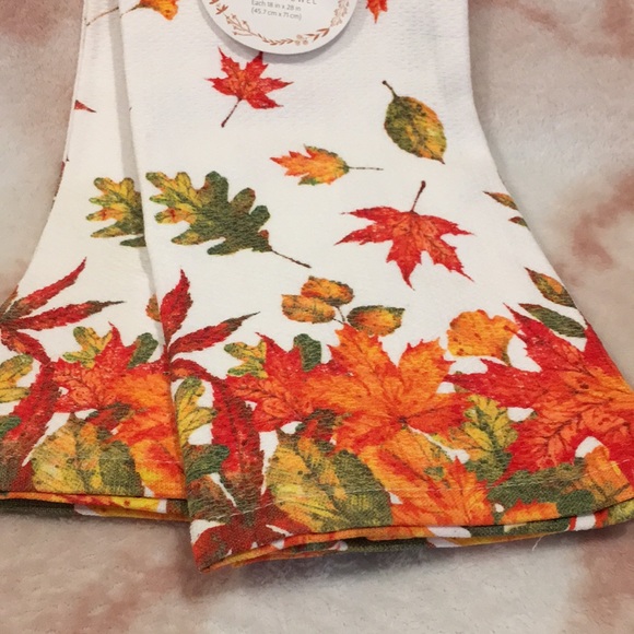 Rockhill Fall Leaves Harvest Kitchen Towel Set of 2, 18”X28”, %100 Cotton NWT - Picture 2 of 10